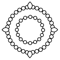 Prayer beads mala inspired mandala line art vector illustration