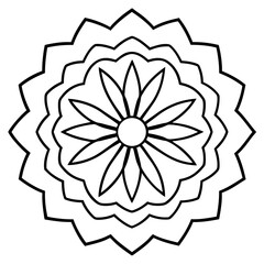 Rainbow gradient mandala line art   vector illustration