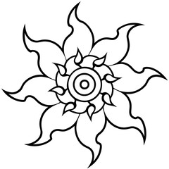 Smoke and fire swirl mandala line art vector illustration  