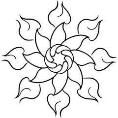 Smoke and fire swirl mandala line art vector illustration  