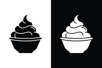 Minimal Shaved Ice Icon. Black and White Cone Silhouette for Cool Treats and Frozen Dessert Designs
