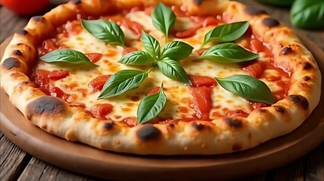 Wood-Fired Pizza with Melted Cheese and Fresh Basil &ndash; Authentic Italian Flavor