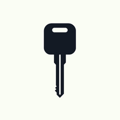 very simple flat and single minimalist Car Key Silhouette in black on a white background