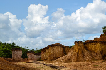 Phae Mueang Phi Forest Park, The Natural Processes of Weathering and Erosion Contribute to Forming Structural Basins at Phrae, Northern Thailand.