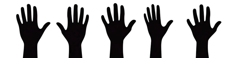 A flat graphic of a modern outline black hand with an open palm, used as a hand icon
