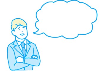 スーツの男性と吹き出し