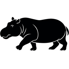 Obraz premium A minimalist-yet-intricate-set-of-a-running-hippo 