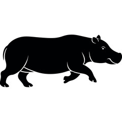 Fototapeta premium A minimalist-yet-intricate-set-of-a-running-hippo 