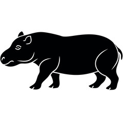 Obraz premium A minimalist-yet-intricate-set-of-a-running-hippo 