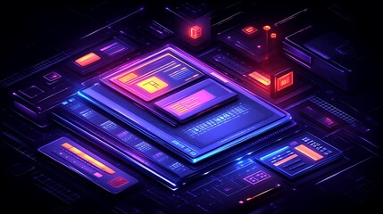 Obraz premium Futuristic digital technology interface.