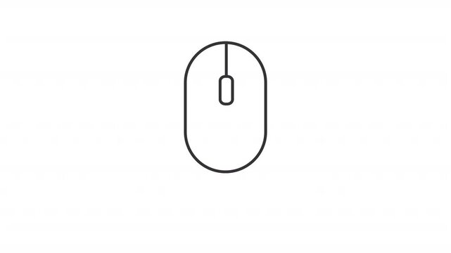 Mouse down line animation. Guiding animated icon. Moving scroll button. Arrows showing up. Interface, internet. Input hardware. Outline element on white background. HD video with alpha channel