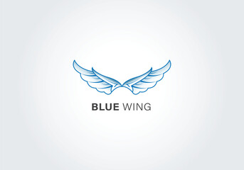 Blue Wing Logo Design for Aviation Angel Brand Identity and Flight Business