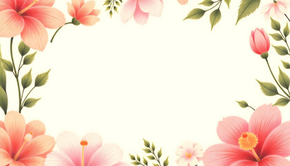 realist drawing Flower frame, flower background. Mother's Day, Wedding, feminine, isolated flowers. flower decoration, deco, Rose, Lily, background, postcard, mock up, watercolor, colorpencil, gouache