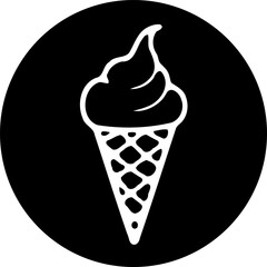 Monochrome illustration showcasing an ice cream cone against a dark backdrop