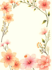 Obraz premium realist drawing Flower frame, flower background. Mother's Day, Wedding, feminine, isolated flowers. flower decoration, deco, Rose, Lily, background, postcard, mock up, watercolor, colorpencil, gouache