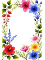 Obraz premium realist drawing Flower frame, flower background. Mother's Day, Wedding, feminine, isolated flowers. flower decoration, deco, Rose, Lily, background, postcard, mock up, watercolor, colorpencil, gouache