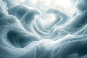 Fototapeta premium Dreamy seascape of flowing clouds. Soft, ethereal waves capture movement with light, and texture creating a serene and peaceful atmospheric composition.