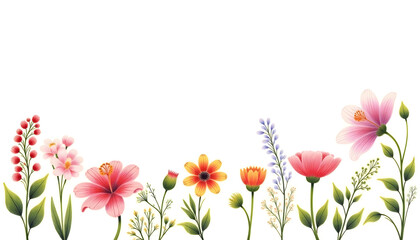 Fototapeta premium realist drawing Flower frame, flower background. Mother's Day, Wedding, feminine, isolated flowers. flower decoration, deco, Rose, Lily, background, postcard, mock up, watercolor, colorpencil, gouache