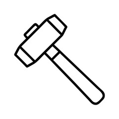 Mallet hammer tool outline icon vector illustration for construction and woodworking projects design 100