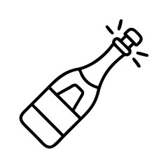 Popping champagne bottle vector icon illustration for celebration and new year design element isolated