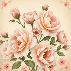 Full shot of a bouquet of pastel pink roses. 