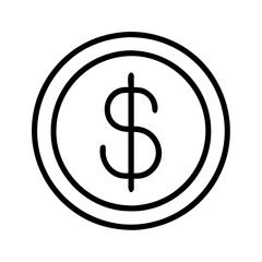 Dollar coin vector icon illustration of currency symbol for finance and investment related graphic design assets