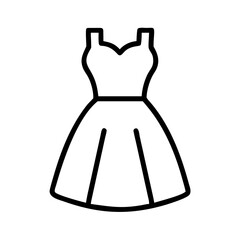 Outline dress vector icon illustration of a fashion garment for women clothing apparel and style design