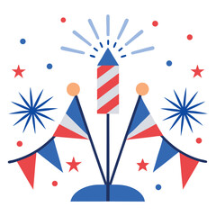Fototapeta premium Fireworks-with-flags-for-memorial-day-style 
