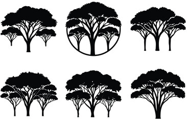 Tree Vector Clipart with Wildlife Vibes – Circle Tree Silhouette for Logo Design, Sublimation, Stickers, Posters