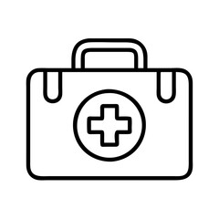First aid kit medical emergency box healthcare equipment outline vector icon symbol for safety and care