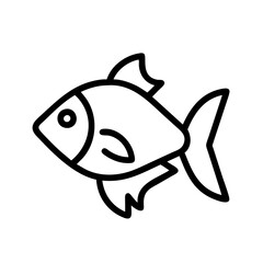 Fish outline drawing vector illustration, aquatic animal clip art for design and decoration, simple line art