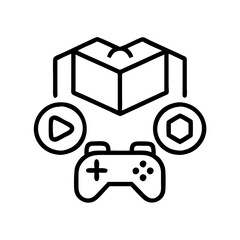 Game development and design icon with controller and box for ar vr gaming and metaverse concept design