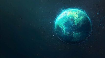 Fototapeta premium Glowing teal Earth in space, digital art.