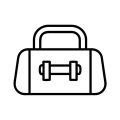 Gym bag vector icon illustration for fitness workout and sport equipment in outline style isolated design 100