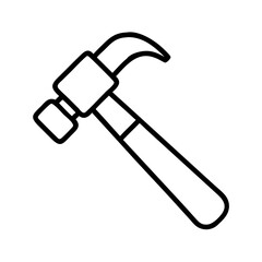 Outline hammer tool vector icon illustration for carpentry construction and home improvement projects