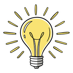 Light bulb illustration glowing yellow radiant 