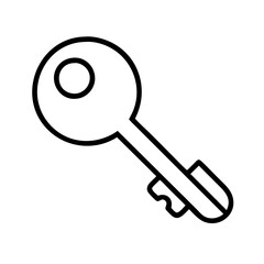Key outline vector icon for security lock access and house door unlock minimal black and white design element