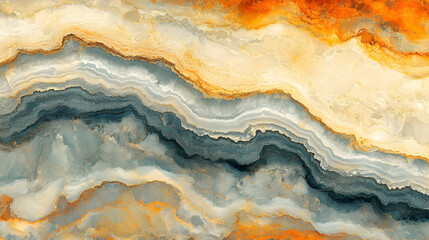 Fototapeta premium Abstract orange, grey, and beige marble texture.
