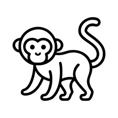 Cute monkey vector illustration, primate animal drawing, cartoon monkey outline, jungle animal design, ape icon vector