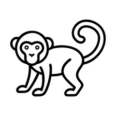 Cute monkey outline vector illustration for kids coloring book and animal illustration design concept
