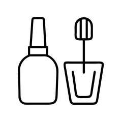 Nail polish bottle and applicator vector icon for manicure and beauty salon supplies and cosmetic products design