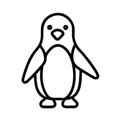 Penguin outline vector drawing for logo design and cute animal illustration projects and design element use