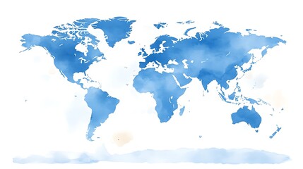 Watercolor world map illustration.