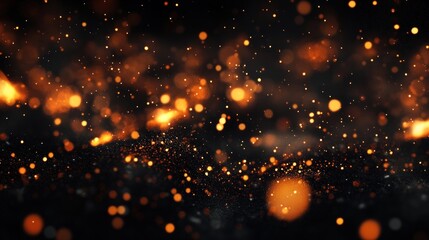 Fototapeta premium Abstract fiery sparks, bokeh lights, dark background