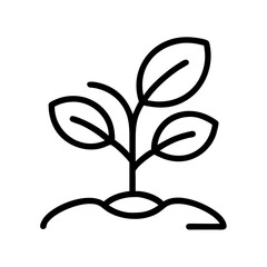 Planting seedling growing in soil icon vector illustration for agriculture and nature related designs