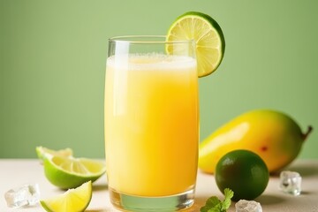Coconut Lime Smoothie with Fruit Garnish