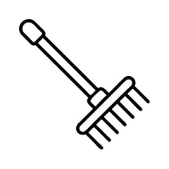 Rake vector icon illustration for gardening and yard work equipment and landscaping tool design element use