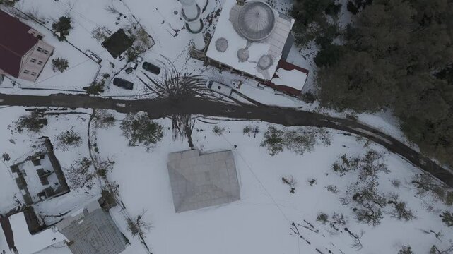Cinematic daytime drone footage of a mosque in Ajaria, Georgia.