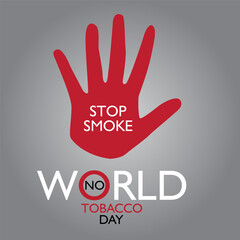Fototapeta premium Red Hand Symbol Saying Stop Smoke for World No Tobacco Day – Vector Illustration for Anti-Smoking Campaign, Public Health Awareness, and Quit Tobacco Motivation