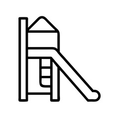 Playground slide illustration for kids outdoor activity equipment in black and white line drawing style